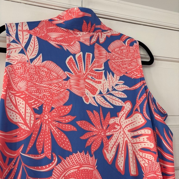 Caribbean Joe NEW Sleeveless Tropical Dress Collared Vacation Beach Size Large - Picture 7 of 8